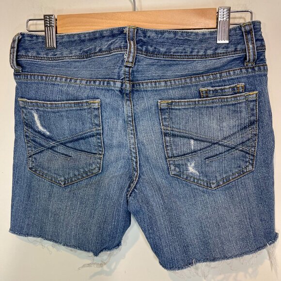 Aeropostale Jean Shorts Size 2 Womens Blue Distressed Cut Off Raw Hem - Picture 2 of 9